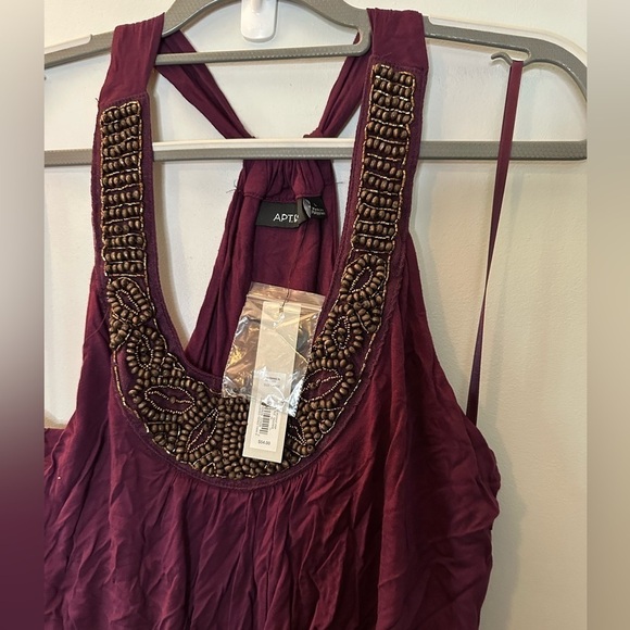 Purple Ruffle Halter beaded neck Dress NWT Large Apt 9 - Picture 4 of 4